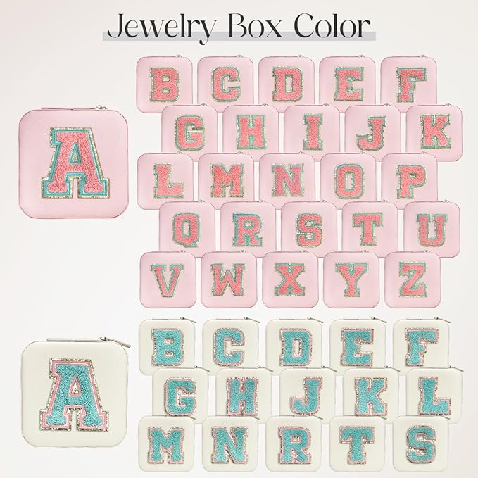 SANDJEST Personalized Jewelry Box, White Travel Jewelry Box with Initial J, Small Monogrammed Jewelry Case Organizer for Girls Women Teen Kids, Mini Travel Essentials Gifts for Birthday Christmas