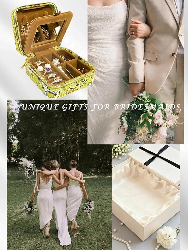 Small Travel Jewelry Box for Women - Mini Personalized Jewellery Organizer with Mirror|Cute Portable Jewelry Case Necklace Earring Ring Compact Storage Holder Birthday Gifts for Mom Bridesmaid (Green)