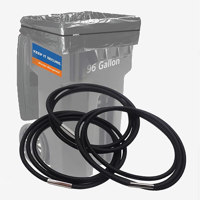 Large Rubber Bands for Garbage Can Set of 3, Fits 55, 65, 96 Gallon Trash Cans, Hongmed Trash Can Rubber Bands Durable for Kitchen Trash Bags, Heavy Duty Moving Bands in Black.