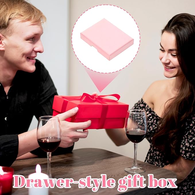 3 Pack Small Jewelry Gift Box, Necklace Bracelet Earring Cardboard Organizer, Cardboard Jewellery Box with Lids, Square Jewellery Gift Boxes for Birthday Xmas Christmas Wrapping (Light Pink)
