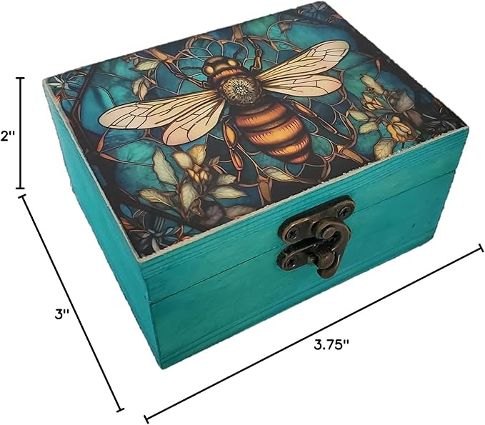 JB&C Premium Bee Trinket Box Small Jewelry Keepsake Box | Earrings Necklace Storage Box for Girls Women | Bee lovers Gift Idea, Animals Ornaments for Home Décor (3BES)