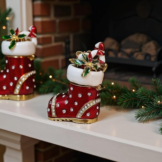 Christmas Jewelry Box with Rhinestone Decoration(Boot)