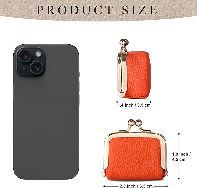 Zivyes Mini Jewelry Box Travel Small Coin Purse Organizer Case Genuine Leather Tiny Size (Orange)
