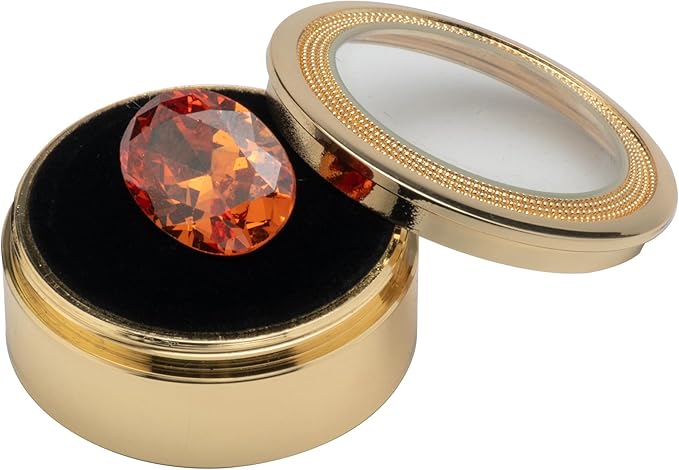 Small Loose Diamond or Gemstone Display Box Case Holder Show Container Metal (Gold- 1.5x0.6)