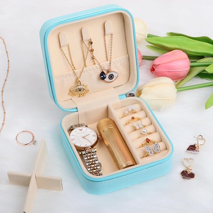 17Dec Small Travel Jewelry Case Organizer,Mini Travel Essentials for Women,Bridesmaid Gifts Birthday Gifts for Women,Small Jewelry Box for Girls 8-12