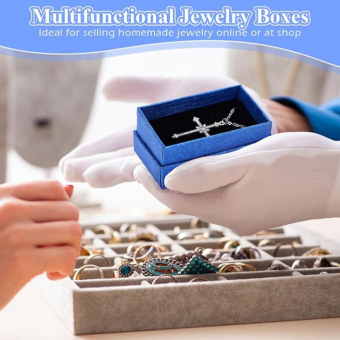 Batiyeer 36 Pcs Cardboard Jewelry Gift Boxes Jewelry Boxes Packaging Small Earring Gift Box with Lids for Necklace Ring Bracelet Party