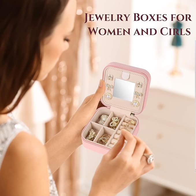 MFXIP Easter Basket Stuffers for Teens Essentials, Valentines Day Christmas Stocking Stuffers for Women Teen Girl Gifts Trendy Stuff Travel Jewelry Box Case Organizer Personalized Birthday Gifts