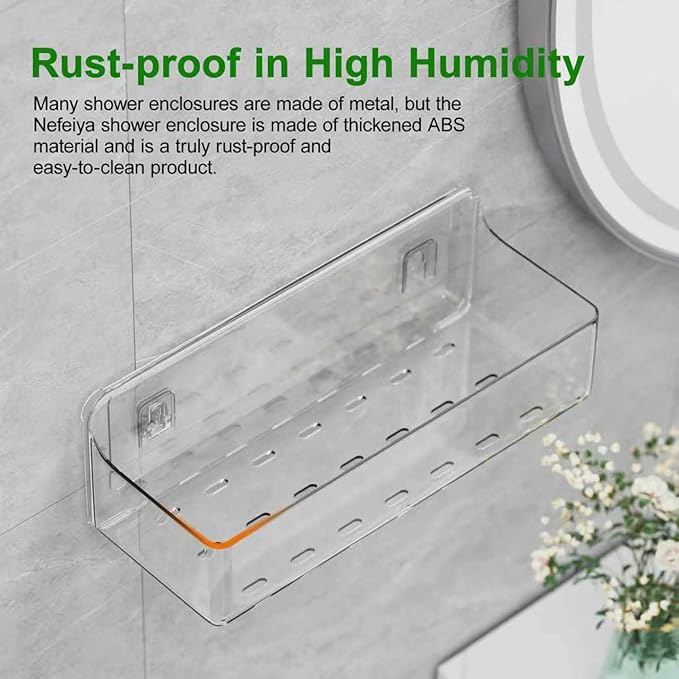 Adhesive Shower Caddy 6 Pack Rustproof Shower Shelves for Inside Shower No Drilling Bathroom Organizers and Storage & Home Décor & Kitchen Large Rack with Soap Holder Clear (clear)