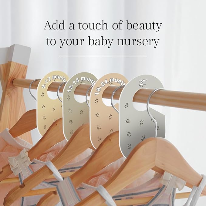 Eli with Love Baby Closet Dividers (Leaves) - Ideal Baby Clothes Dividers – Organize Nursery Closet Hangers by Size/Age