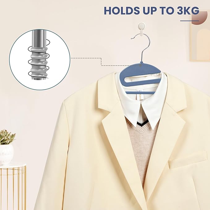 Heavy Duty Plastic Hangers 50 Pack with Non-Slip Design,0.2 Inches Thick,360°Swivel Hook Space Saving Organizer for Bedroom Closet,Shirts,Pants,Strong Enough for Coat(Nacy- S Shaped)