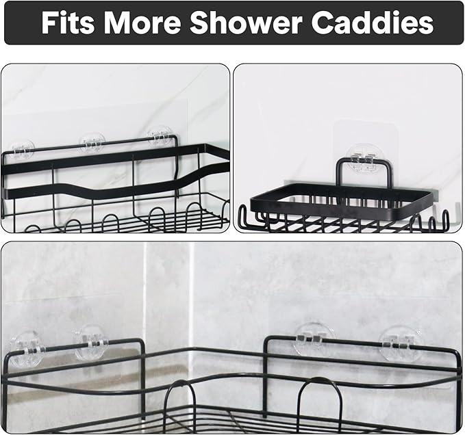 Shower Caddy Adhesive Replacement, Transparent Strong Adhesive Hooks, No Drilling, Waterproof, for Shower Caddy, Bathroom Storage Shelves and Kitchen Racks (Single*6pcs)