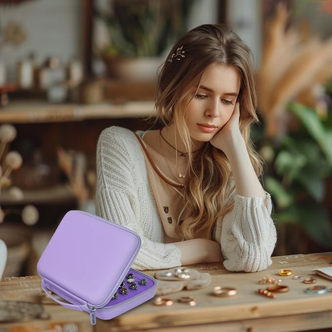 GWCASE Ring Organizer Storage Case - Jewelry Ring Display Collector Box with 42 Slots. Rings Tray Holder Showcase Fits for 50+ Rings, Earrings, Brooches and Cufflinks (Box Only)-Purple