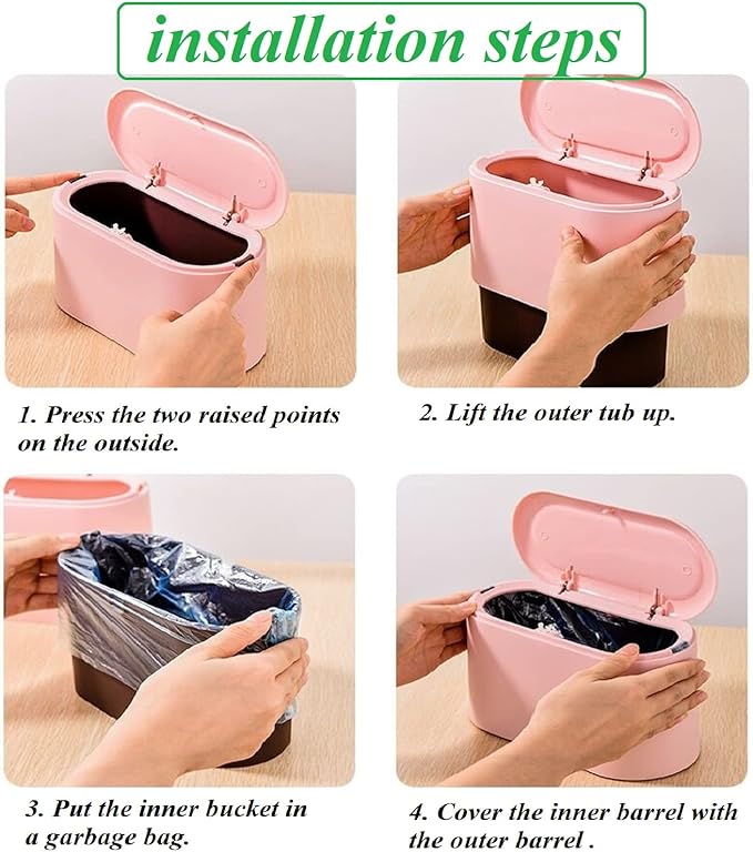 LTWQLing Mini Trash Can with Lid - Removable Small Garbage Can, Tiny Plastic Trash Bin, Pop Up Countertop Wastebasket, Counter Garbage Lint Bin for Bathroom,Office,Kitchen,Desk,Coffee Table(Sky Blue)