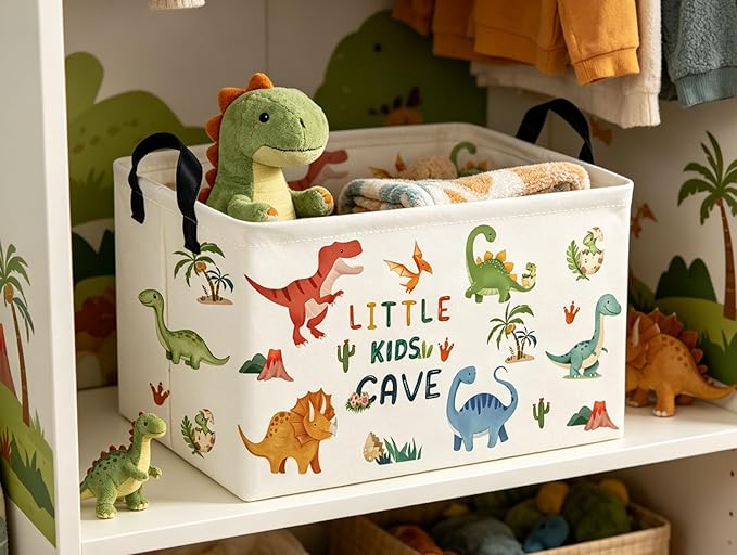 Rectangular Kids Baskets Dinosaur Basket Cute Storage Bins Organizer Box Boys Room Decor for Home.(Coco dinosaur)