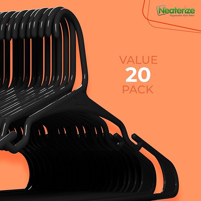 NEATERIZE Clothes Hangers Plastic 20 Pack for Adults - Plastic Hangers, The Perfect Coat Hanger and Space Saving Clothes Hangers for Closet, Percheros Ganchos para Colgar Ropa Hangars - Aqua Hangers