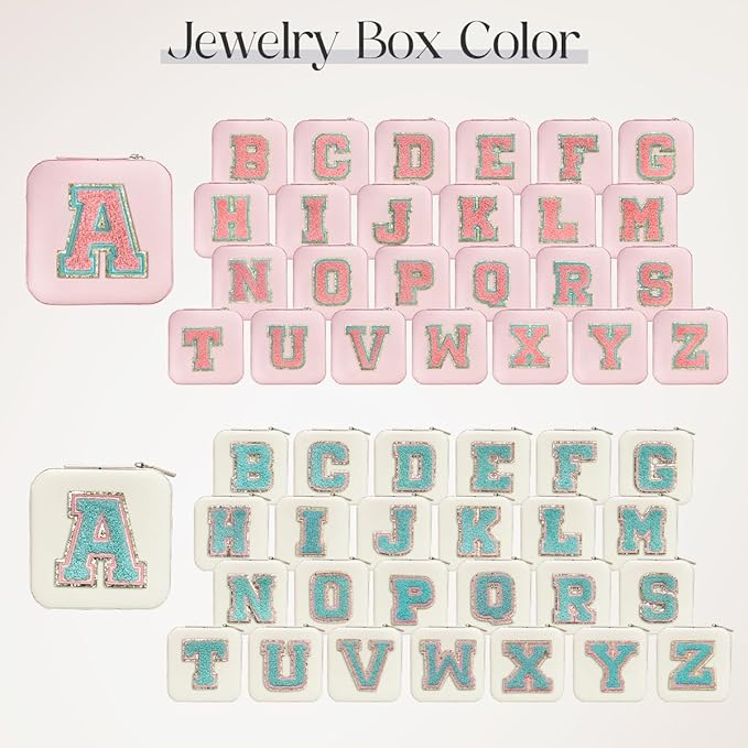 SANDJEST Personalized Jewelry Box, White Travel Jewelry Box with Initial U, Small Monogrammed Jewelry Case Organizer for Girls Women Teen Kids, Mini Travel Essentials Gifts for Birthday Christmas