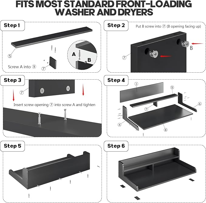 2-Tier Washer Dryer Countertop with 2.75"H Edge Rails, 54" W x 27.55" D Laundry Countertop for Folding Clothes, Washer and Dryer Topper with Non-Slip Pad (Pure Wood Color)