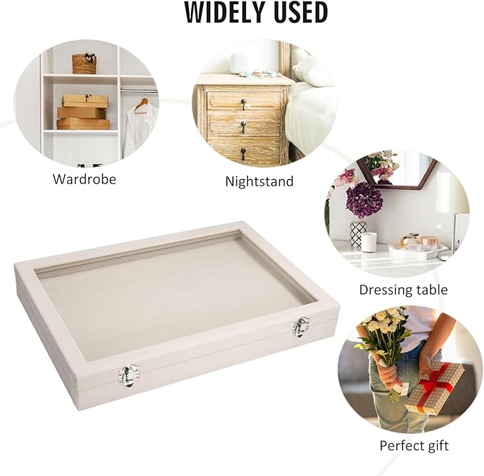 Vicoter Rings Organizer Tray 100 Slot Velvet Ring Earring Storage Box TranSparent Cover Jewelry Store Ring Display Box Jewelry Display Cabinet for Girl Wife Mother