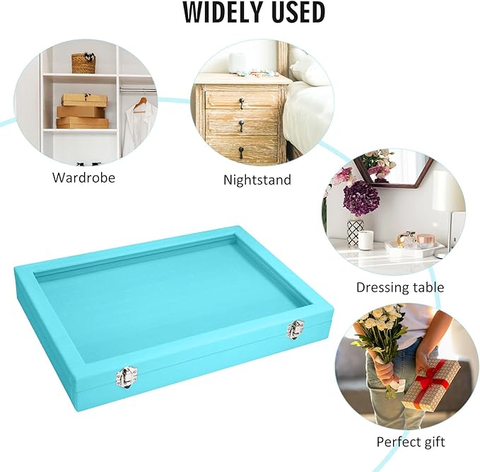 Vicoter Rings Organizer Tray 100 Slot Velvet Ring Earring Storage Box TranSparent Cover Jewelry Store Ring Display Box Jewelry Display Cabinet for Girl Wife Mother