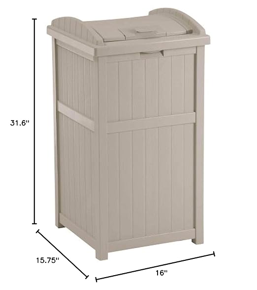 Suncast 30-33 Gallon Deck Patio Resin Garbage Trash Can Hideaway, Taupe (4 Pack)