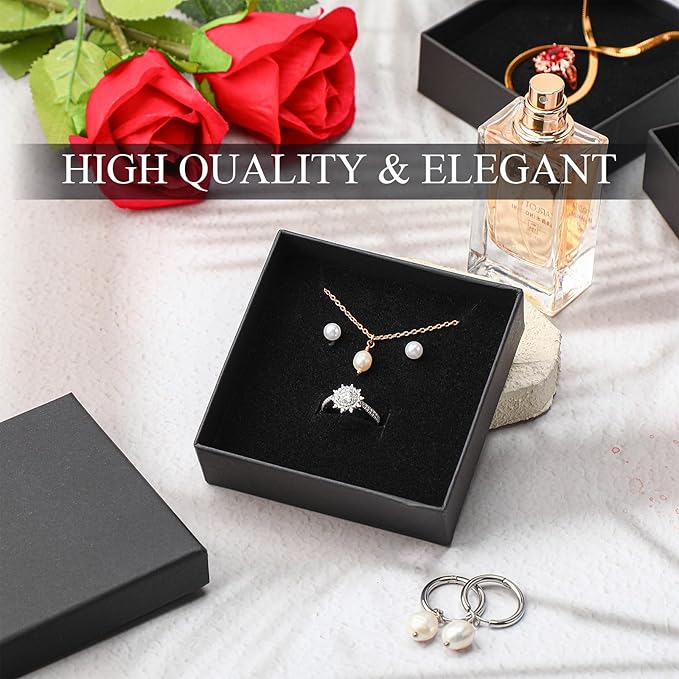Batiyeer 36 Pcs Cardboard Jewelry Gift Boxes Jewelry Boxes Packaging Small Earring Gift Box with Lids for Necklace Ring Bracelet Party