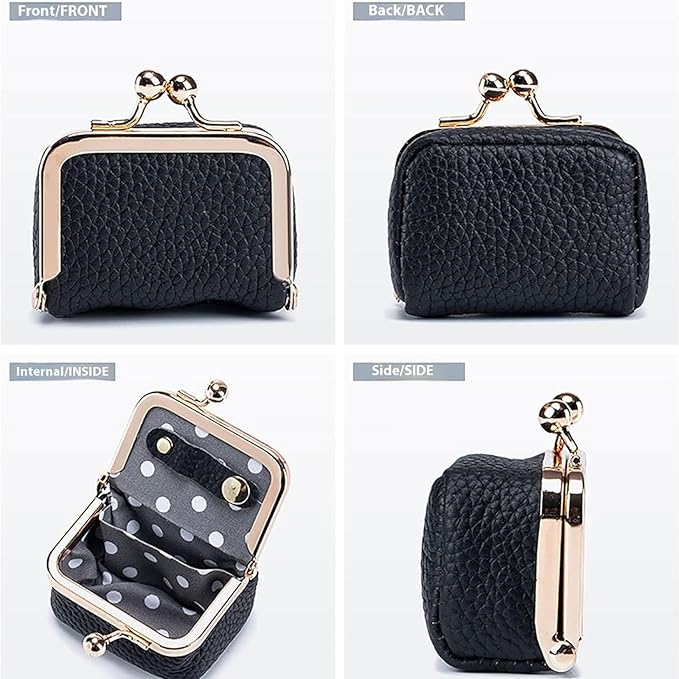 Genuine Leather Mini Jewelry Box, Portable Vintage-Inspired Genuine Leather Coin Purse Jewelry Case with Kiss Lock, Mini Travel Ring Box for Women for Earring/Ring/Necklace/Bracelet(Orange)