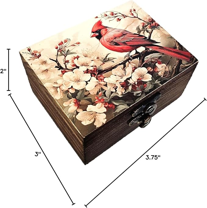 RK Collections Cardinal Trinket Box Small Jewelry Keepsake Box | Bird lovers Gift Idea, Animals Ornaments for Girls, Women, Gift Idea, for Home Décor (3CRS)
