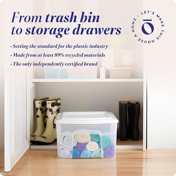 HOMZ 2-Pack 1-Drawer Storage Cart, Clear Plastic Container, 14.25" Wide Medium, White Frame - Organizing Drawer Containers for Home, Bathroom, Bedroom, Office, and Classroom