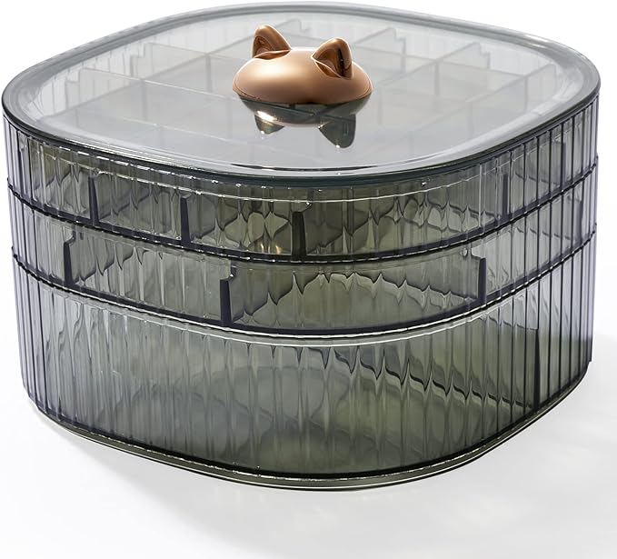 Sunkaioo Earring Organizer,Stackable 3-Layers Clear Jewelry Box with Lid,Stud Earring Organizer for Women Girls,Earring Box Display Holder for Earrings Ring Studs Bracelet Necklace Crafts(Green)