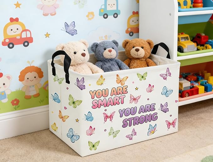 Rectangular Kids Baskets Butterfly Basket Cute Storage Bins Organizer Box Boys Room Decor for Home.(Color butterfly)