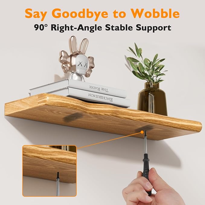 Floating Shelves for Wall Rustic Farmhouse 55 Inch Floating Shelf Bathroom Wooden Shelves for Wall Mounted Live Edge Pine Shelf with Unique Natural Grain for Living Room Bedroom Kitchen (Natural)