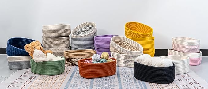 CubesLand Cube Shelf Storage Baskets for Organizing, Woven Shelf, Closet Bins Shelves Toy Basket Box Nursery Baby 2 Packs Organization Off White/Light Gray