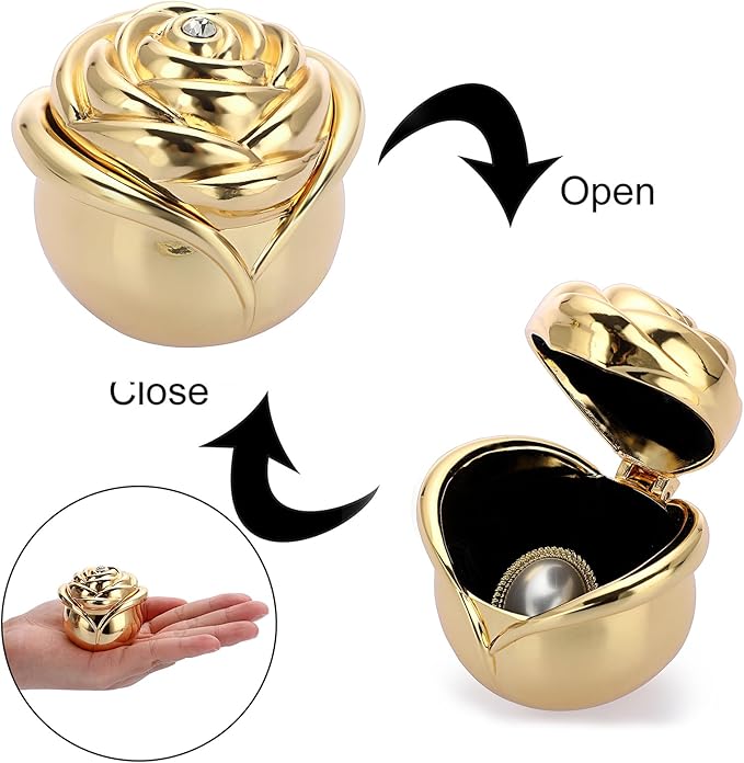 Hipiwe Rose Shape Vintage Jewelry Box - Small Trinket Storage Case Gold Ring Holder Treasure Box Organizer Keepsake Box for Rings Earrings Necklace, Gift for Women