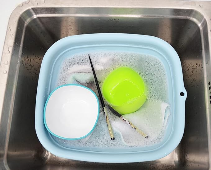 SAMMART 7.7L (2 Gallon) Collapsible Tub - Foldable Dish Tub - Portable Washing Basin - Space Saving Plastic Washtub (Sea Angel, S)