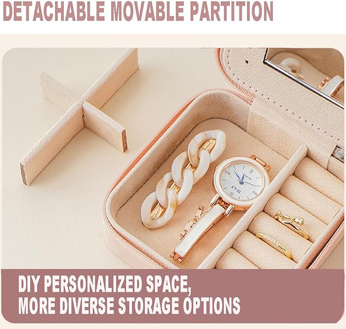 Compact and Secure Jewelry Box for Women Small Travel Portable Case with Lock Key Beautiful Jewelry Organizer and Storage Solution