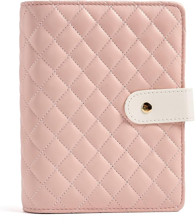 Travel Jewelry Case Organizer PU Leather Jewelry Storage Book Ring Binder with Zipper Velvet Jewelry Pouches Bags for Rings,Necklace,Bracelet - Pink