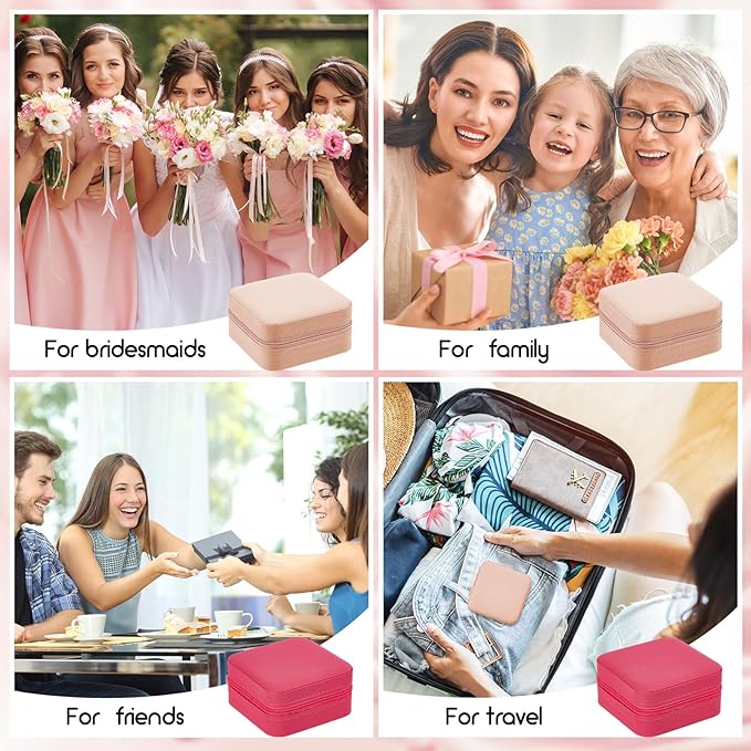 Taiyin Travel Jewelry Case, Bridesmaid Gifts Mini Jewelry Organizer, PU Leather Portable Earring Box for Women Girls
