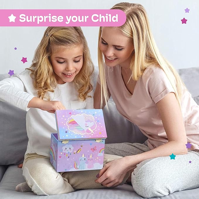 Jewelkeeper Unicorn Musical Jewelry Box for Girls - Cotton Candy Unicorn Design Music Box with 2 Pullout Drawers to Store Earrings, Necklace and Bracelets, Plays The Beautiful Dreamer Tune