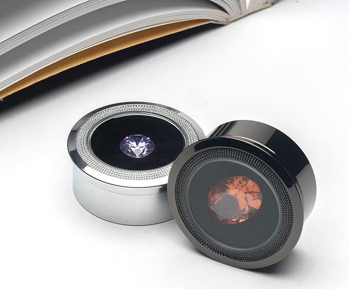 Small Loose Diamond or Gemstone Display Box Case Holder Show Container Metal (Black- 1.5x0.6)