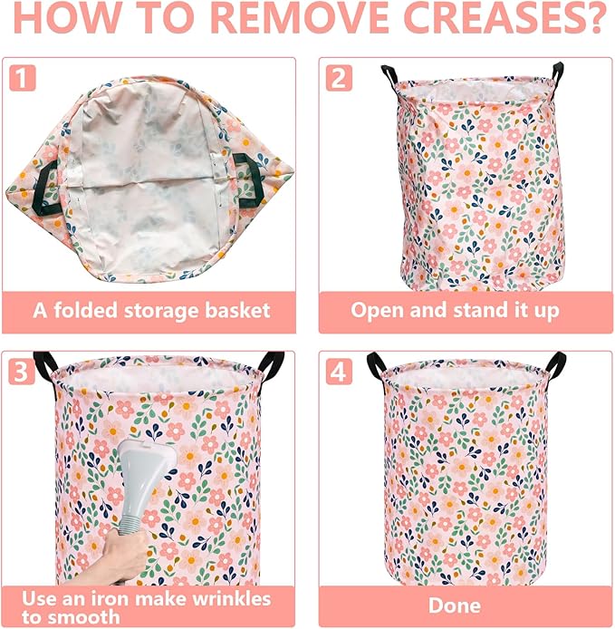 MAIZMZ Girls Storage Basket,Room Decor Laundry Hamper,Waterproof Clothes Organizer for Women Toy Box Large Canvas Collapsible Chest for Home/Dorm/Kitchen/Pet/Office/Closet/Shelf/Gifts