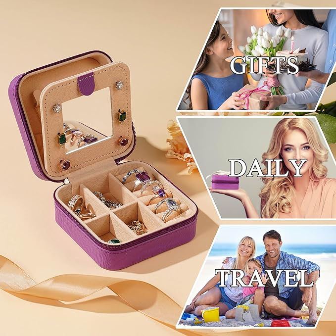 Parima Gifts for Grandkids Teenage Girls Her - Purple Travel Jewelry Case, Personalized Jewelry Box - Mother's Day Gift, Letter A