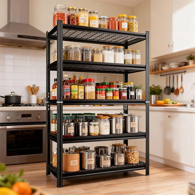 5-Tier Wire Garage Shelving, 72''H*36''W*16''D Metal Storage Shelf ,2-in-1 Adjustable 3020 lbs Heavy Duty Unit Shelves, Upgraded Reinforced Double-Layer Columns for Basement Kitchen Pantry Rack