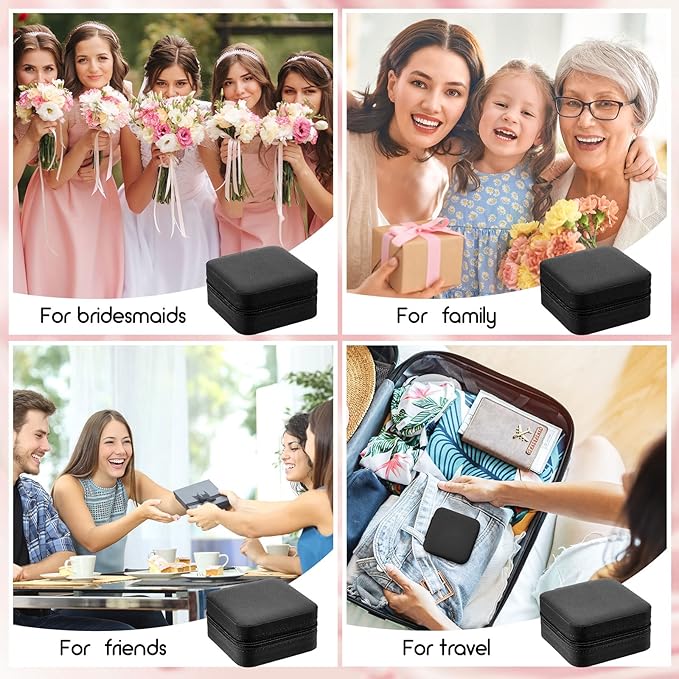 Taiyin Travel Jewelry Case, Bridesmaid Gifts Mini Jewelry Organizer, PU Leather Portable Earring Box for Women Girls