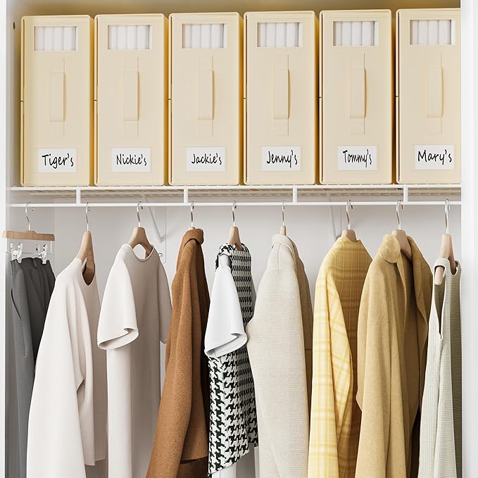 SheetCube Bed Sheet Organizers and Storage 8 Pack, Foldable Linen Closet Organizer with Window and Label, Bedding Folder Storage Box Container for Blanket, Duvet Cover Set, Bed Sheet Set - Beige