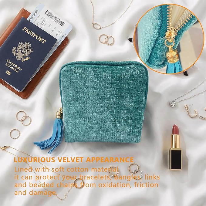 Small Jewelry Travel Organizer - 6 Layer Soft Jewelry Pouch for Bracelets, Necklaces & Rings, Pefect Gift for Mother's Day