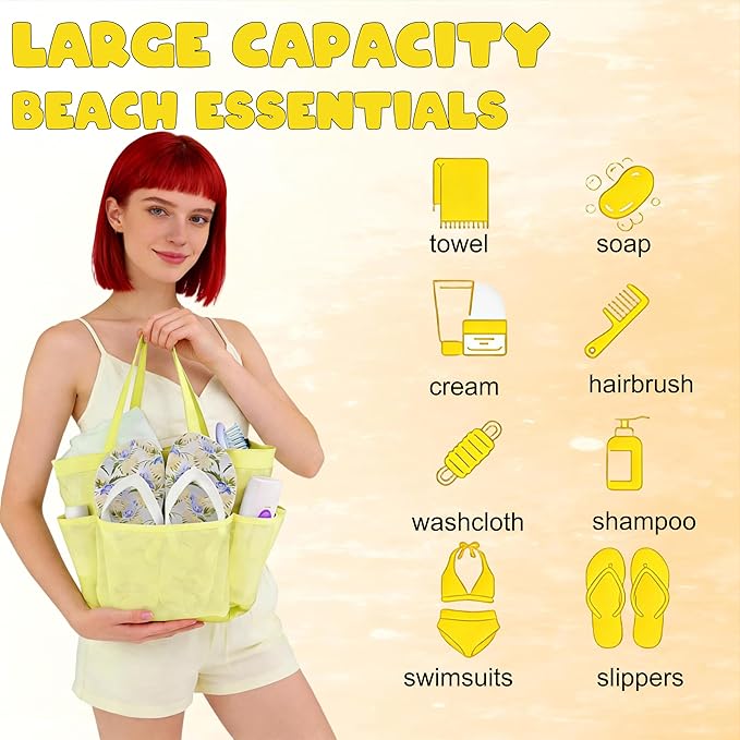 Attmu Mesh Shower Caddy Portable, Quick Dry Hanging Shower Tote Bag for College Dorm Room Essentials, Large Capacity Caddy Dorm for Bathroom Gym Swimming