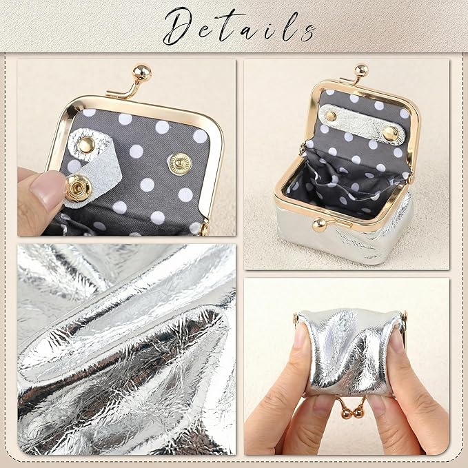 Zivyes Mini Jewelry Box Travel Small Coin Purse Organizer Case Genuine Leather Tiny Size (silver)