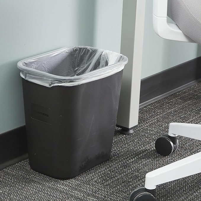 COASTWIDE Professional Indoor Trash Can Without Lid, Black Soft Molded Plastic, 3.5 Gallon