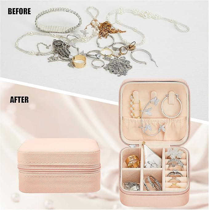 Taiyin Travel Jewelry Case, Bridesmaid Gifts Mini Jewelry Organizer, PU Leather Portable Earring Box for Women Girls