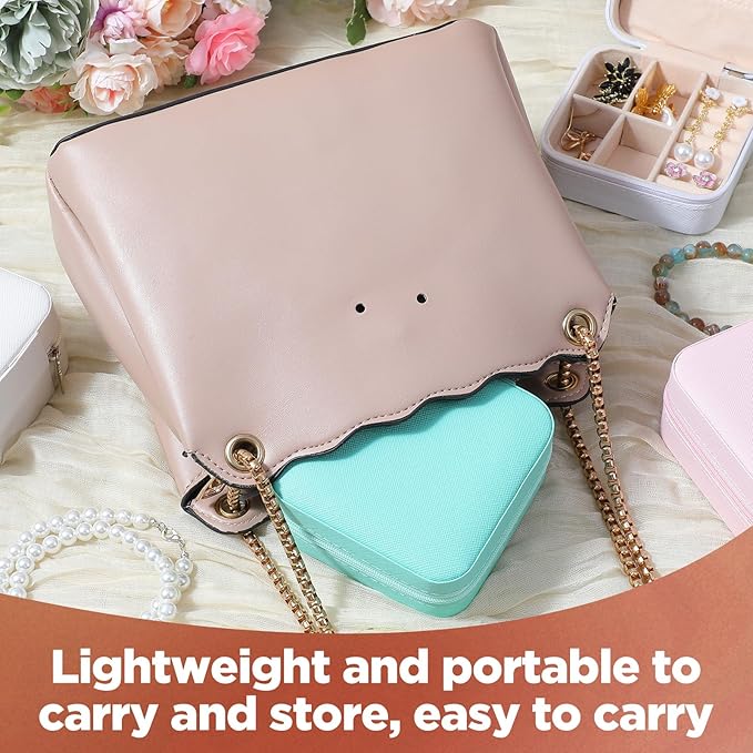 Mini Travel Jewelry Case, Portable Jewelry Organizer Box, Multi-Compartment Storage for Earrings, Necklaces, Rings, Gift for Women, Girls, 8 Pcs, 4 Colors